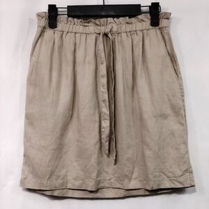 St. Tropez West 100% Linen Skirt Women's S Tan Retro 90s Y2K Casual Minimalist